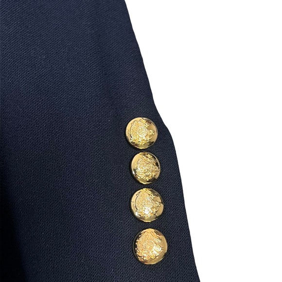 Lauren Ralph Lauren Blazer Womens 12 Navy Blue Wool Crest Gold Button Preppy - Picture 3 of 7